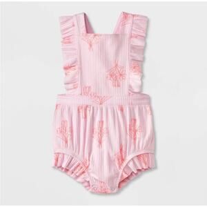 Cat & Jack Girl's Baby One Piece Romper Floral Print Pink 18 Months